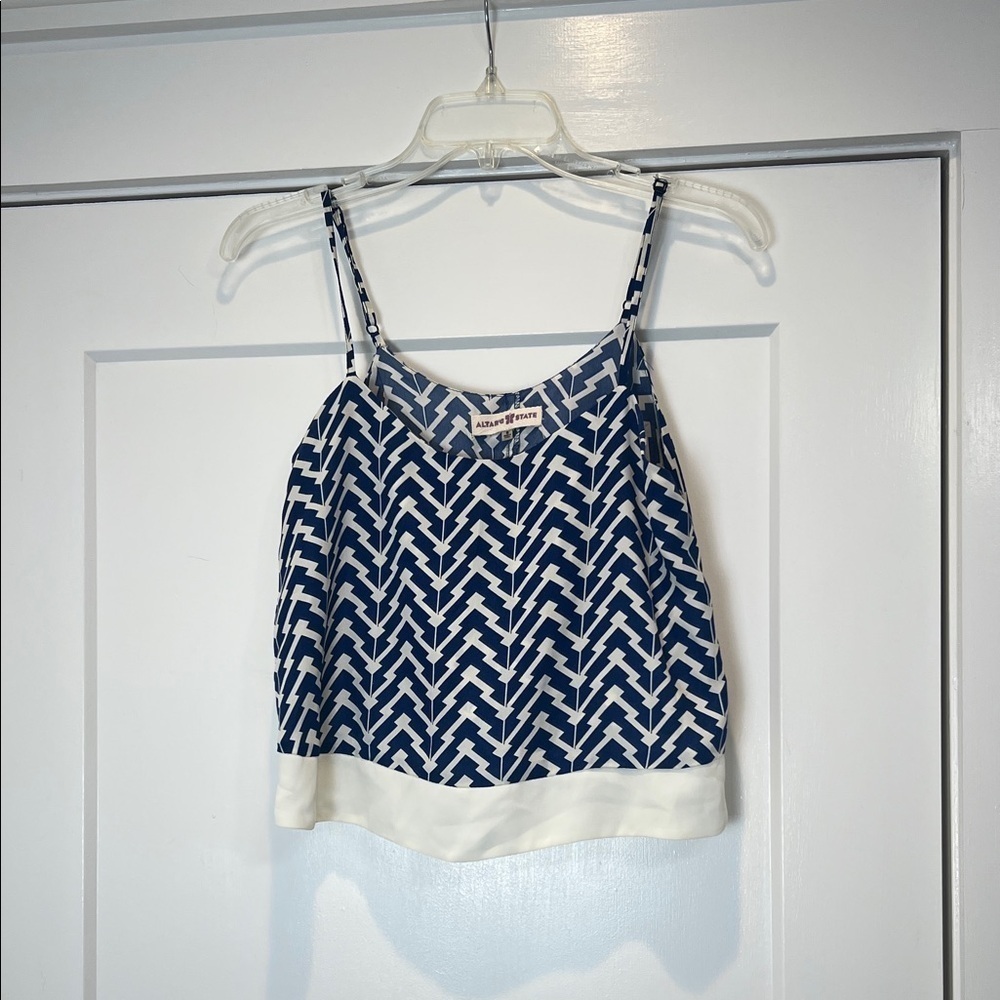 Altar’d State Navy and White Patterned Camisole size small.
